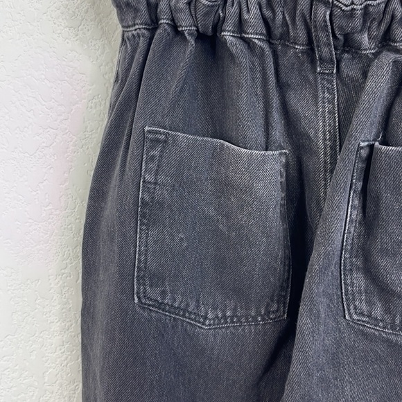 Zara Paperbag Waist High Rise Tapered Balloon Leg Cropped Jeans - Picture 7 of 14